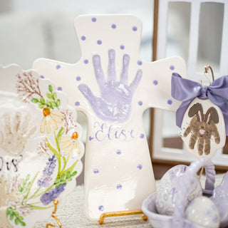 Polka Dot Clay Cross Plaque