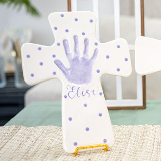 Polka Dot Clay Cross Plaque