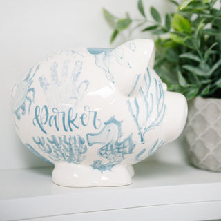 Beachy Chinoiserie Petite Piggy Bank