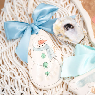 Coastal Snowman Clay Ornament