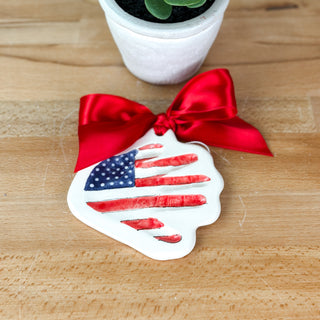 American Flag Clay Ornament