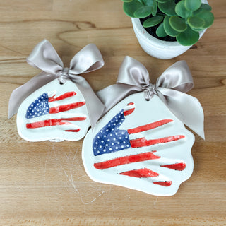American Flag Clay Ornament