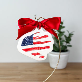 American Flag Clay Ornament
