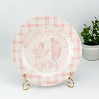 Gingham Birthday Cake Plate