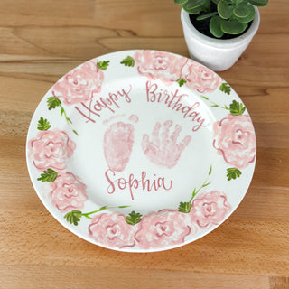Elegant Flowers Birthday Cake Plate