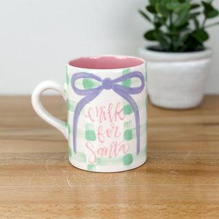 Gingham 'Milk for Santa' Mini Mug