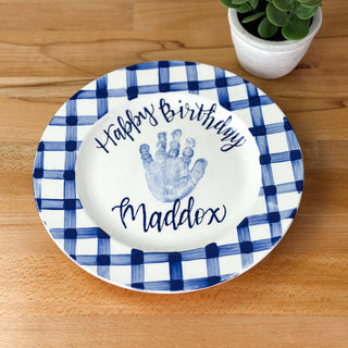Gingham Birthday Cake Plate
