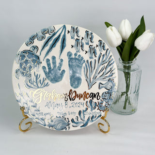 Beachy Chinoiserie Clay Plaque