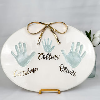 Classic Clay Bow Siblings Plaque