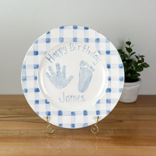 Gingham Birthday Cake Plate