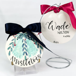 Mistletoes 6" Clay Ornament