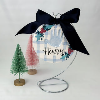 Holly Gingham 6" Clay Ornament