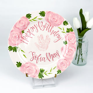 Elegant Flowers Birthday Cake Plate