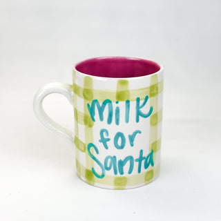 Gingham 'Milk for Santa' Mini Mug