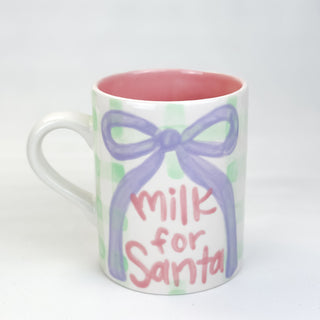 Gingham 'Milk for Santa' Mini Mug