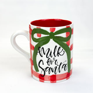 Gingham 'Milk for Santa' Mini Mug