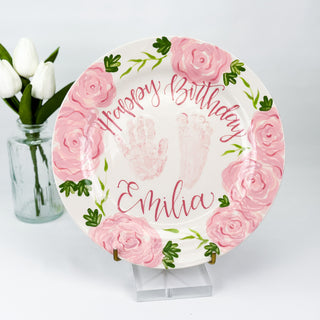 Elegant Flowers Birthday Cake Plate