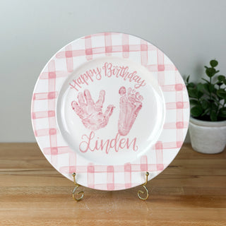 Gingham Birthday Cake Plate