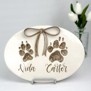 Classic Clay Bow Siblings Plaque