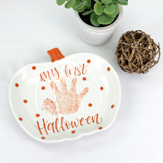 My First Halloween Polka Dot Pumpkin Dish