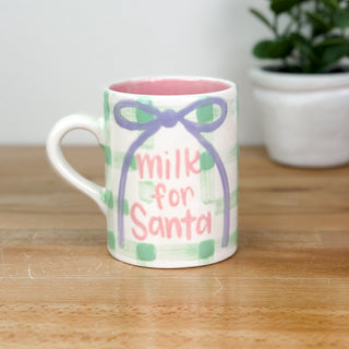 Gingham 'Milk for Santa' Mini Mug
