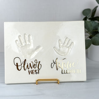 22k Gold Classic Siblings Clay Plaque