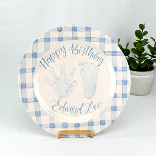 Gingham Birthday Cake Plate