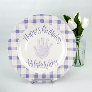 Gingham Birthday Cake Plate