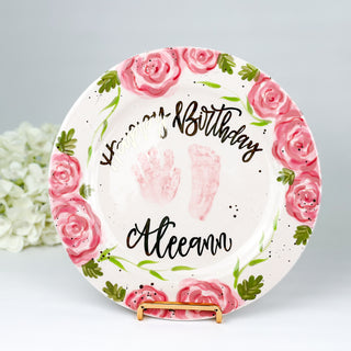 Elegant Flowers Birthday Cake Plate