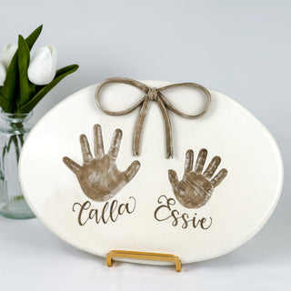 Classic Clay Bow Siblings Plaque