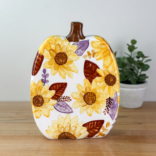 Fall Sunflowers Flat Pumpkin