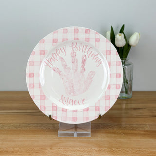 Gingham Birthday Cake Plate