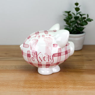 Gingham Petite Piggy Bank
