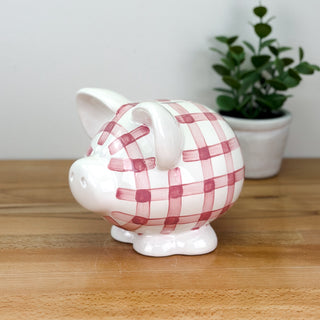 Gingham Petite Piggy Bank