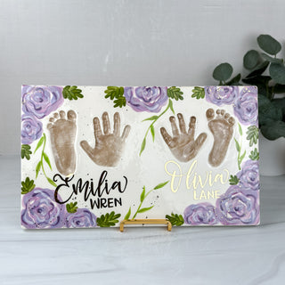 Elegant Flower Siblings Plaque (Hand and Foot)