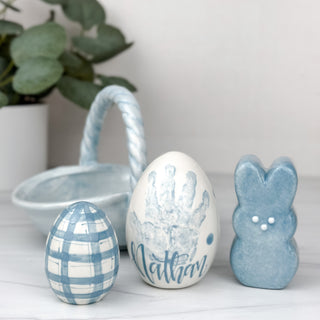 Gingham Easter Egg Set with Basket