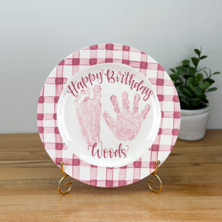 Gingham Birthday Cake Plate