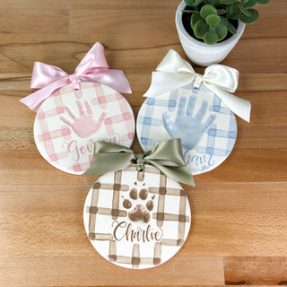 Gingham 6" Clay Ornament