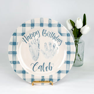 Gingham Birthday Cake Plate