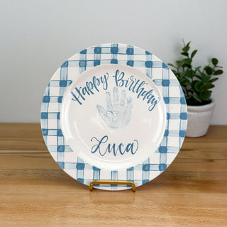 Gingham Birthday Cake Plate