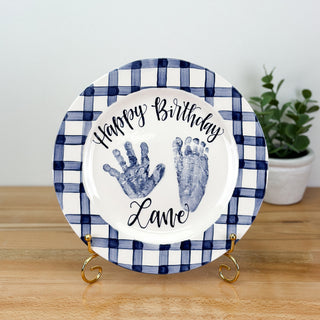 Gingham Birthday Cake Plate