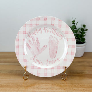 Gingham Birthday Cake Plate