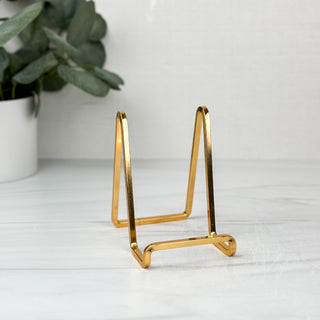 Small Gold Angled Plate Stand (4.5")
