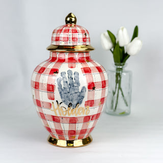 Patriotic Gingham Tyler Ginger Jar