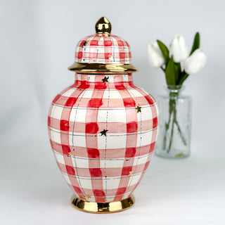 Patriotic Gingham Tyler Ginger Jar