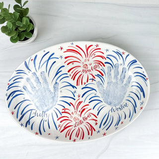 Patriotic Fireworks Wide Platter