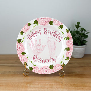 Elegant Flowers Birthday Cake Plate