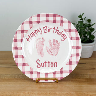 Gingham Birthday Cake Plate