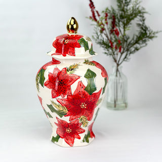 Poinsettia Keehln Ginger Jar