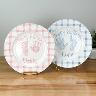 Gingham Birthday Cake Plate